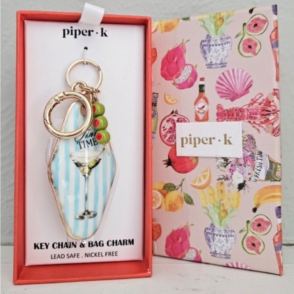 NWT Piper K martini time novelty bag charm/key chain